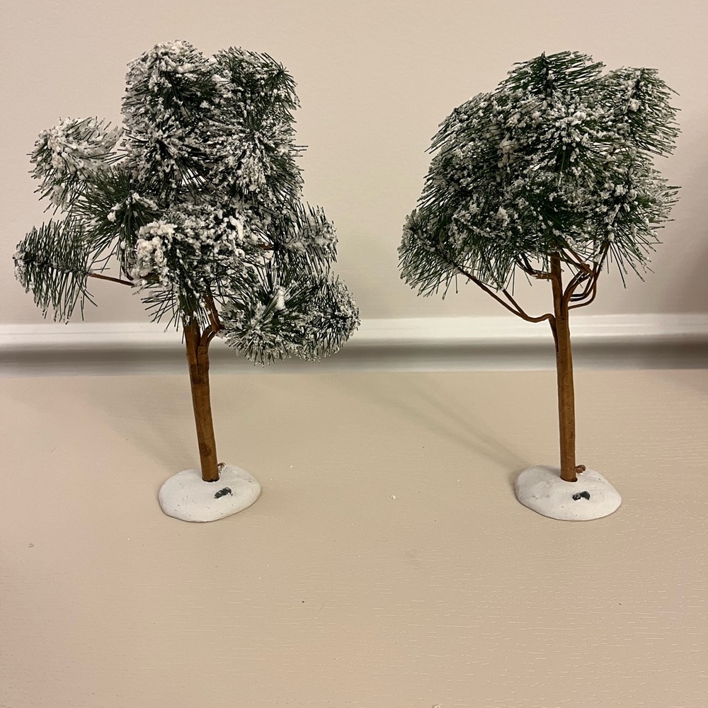 Christmas Village Accessory - Two Snow Covered Trees